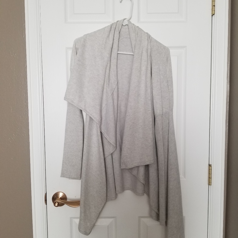 light gray cardigan